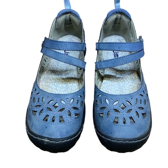 JBU Women's Shoes 8 M Blue Bellarose Encore Mary Jane Leather Strap Memory Foam - Picture 2 of 16